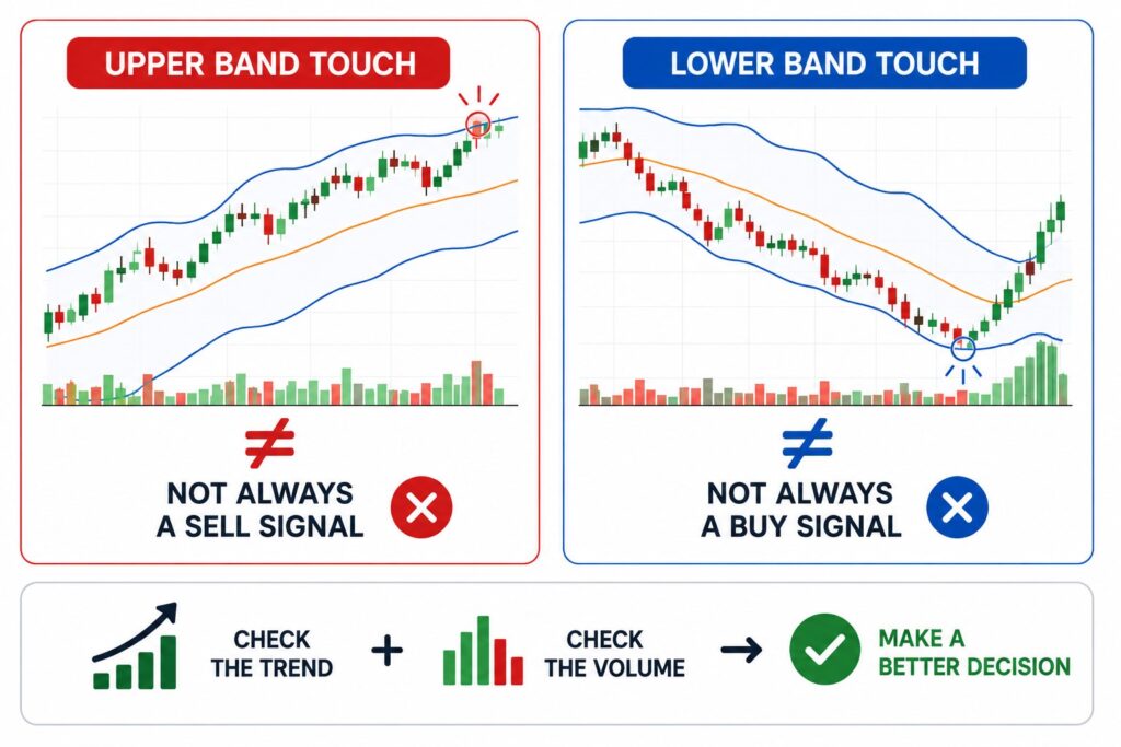 Why touching Bollinger Bands does not always signal reversal