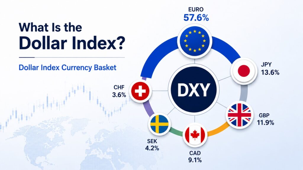 Dollar Index currency basket showing the euro and other major currencies
