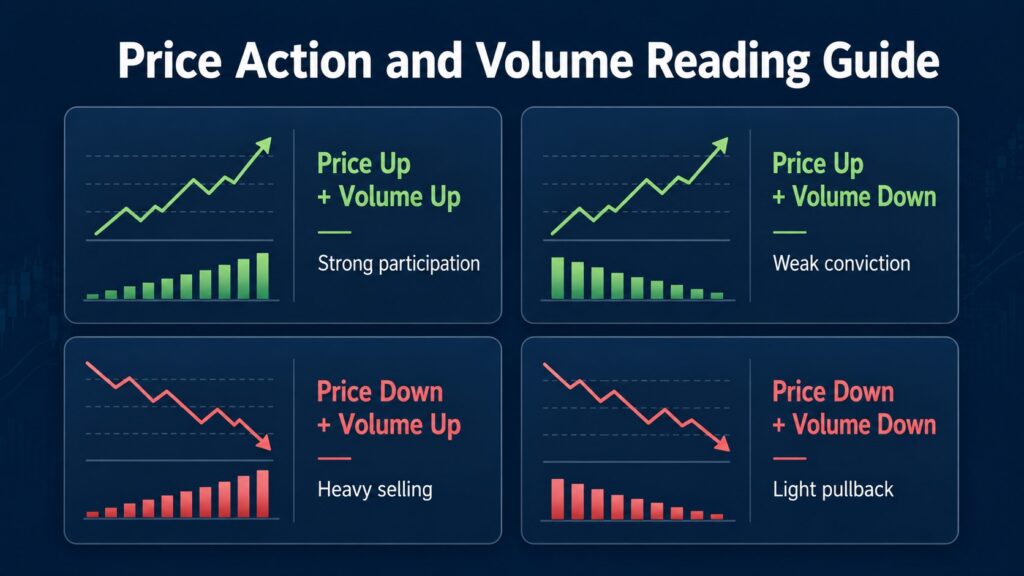 Price action and trading volume reading guide for beginners