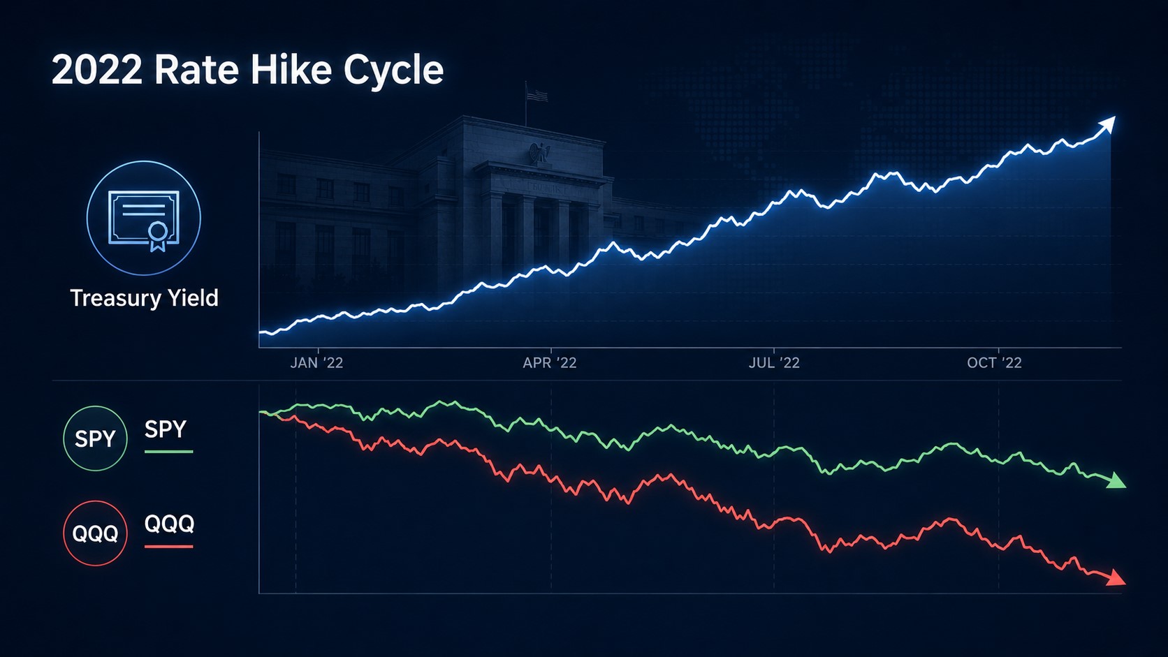 QQQ and SPY comparison during a rising interest rate environment