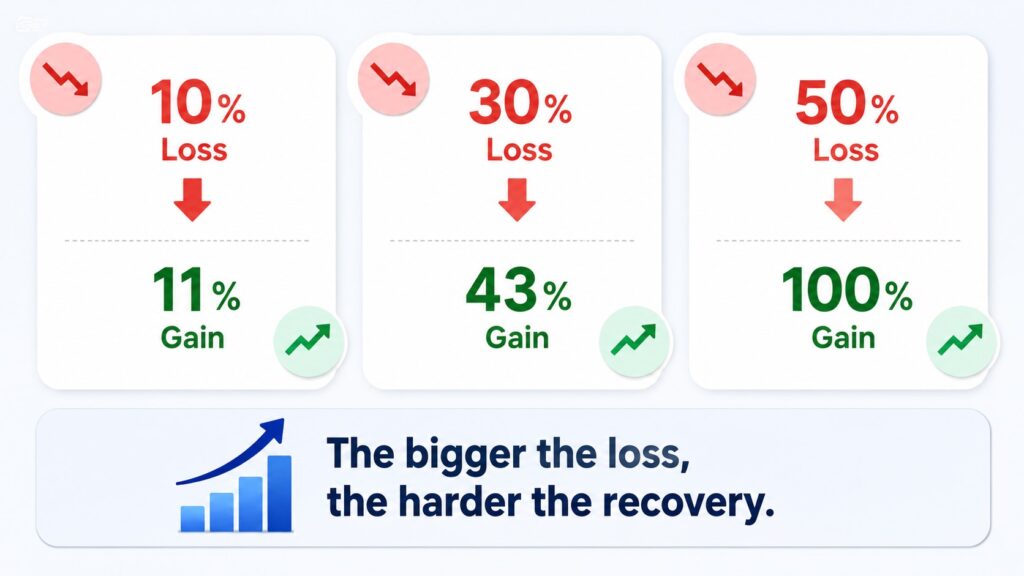 Loss recovery percentage example for stock investing