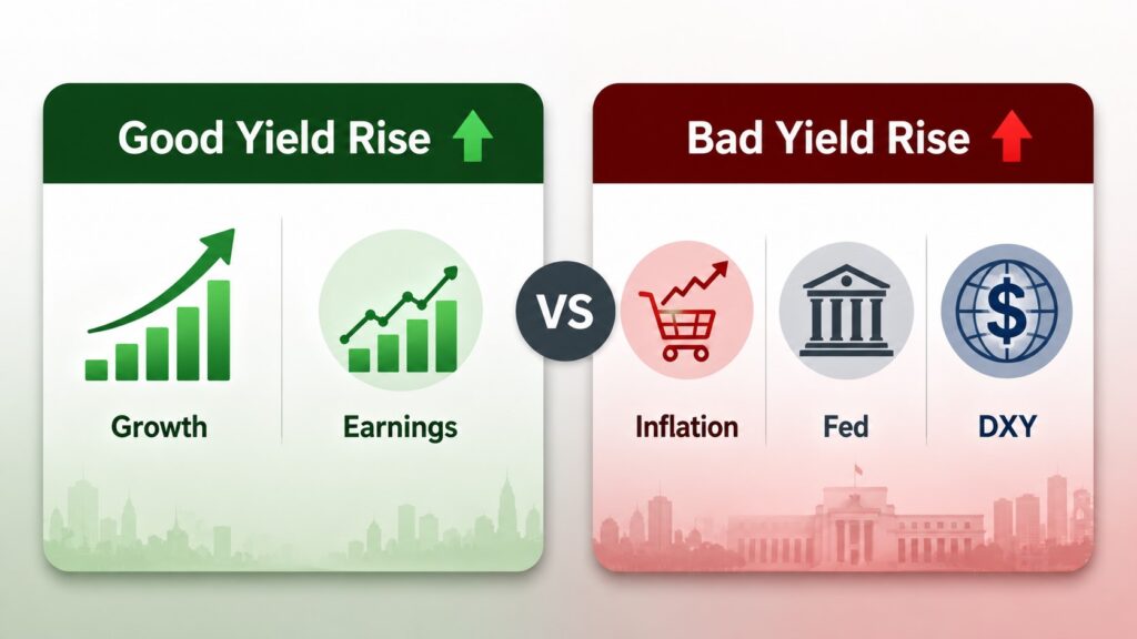 Good yield rise and bad yield rise comparison for Nasdaq investors