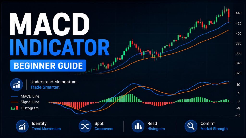 MACD indicator beginner guide with stock chart