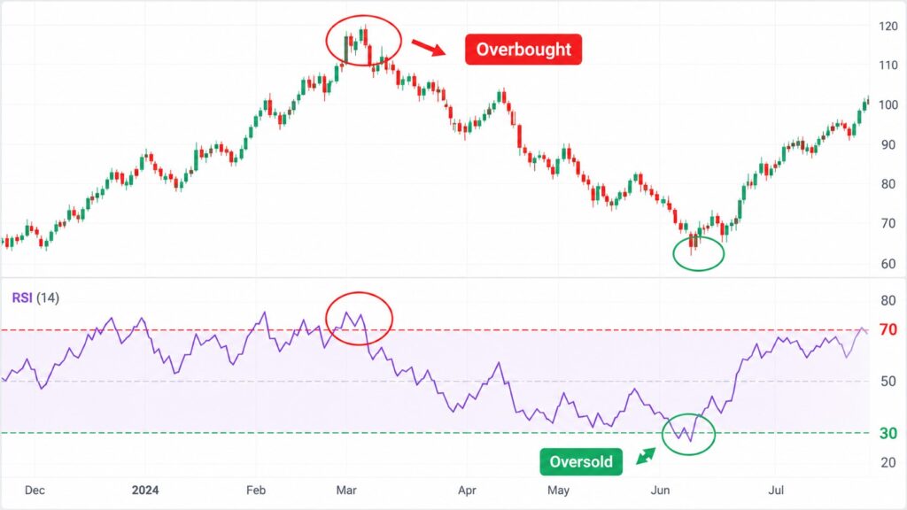 RSI overbought and oversold example for beginner traders