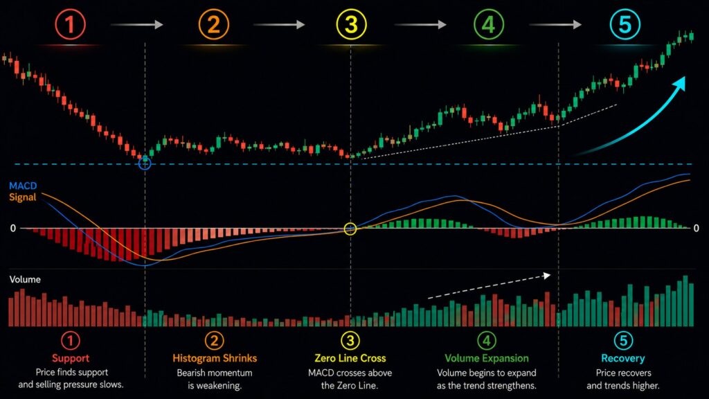SPY MACD bullish crossover example