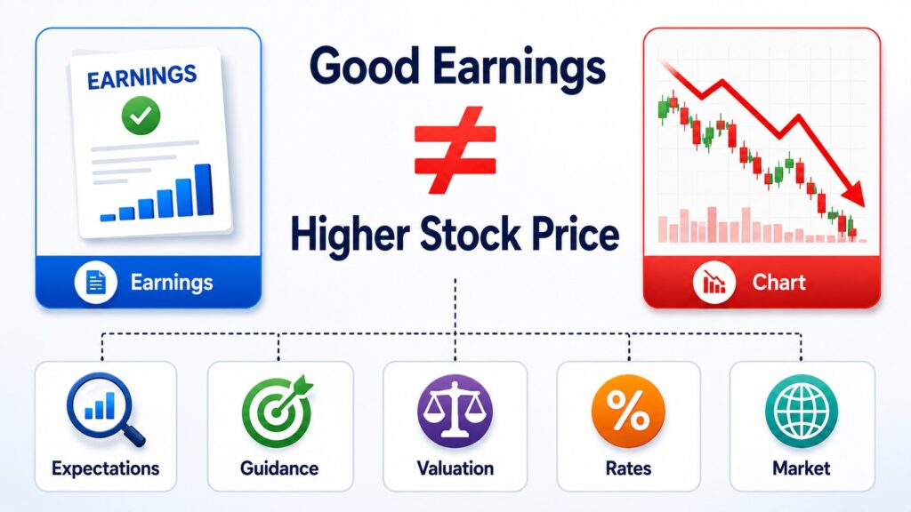 Summary of why stocks fall after good earnings