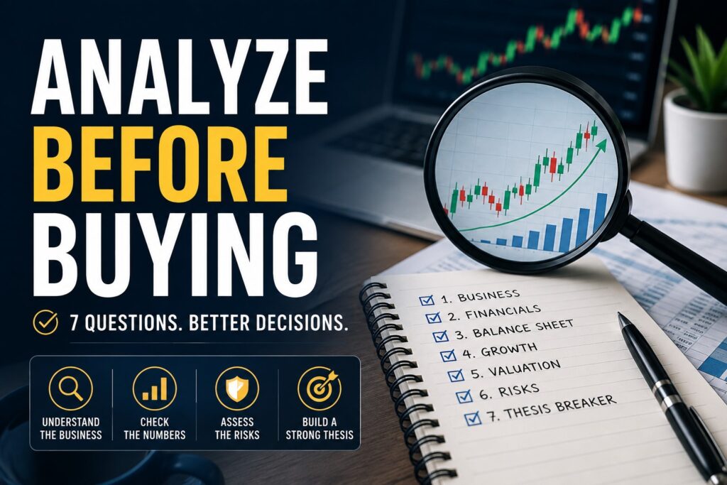 How to Analyze a Stock Before Buying using business, financial, valuation, and risk research