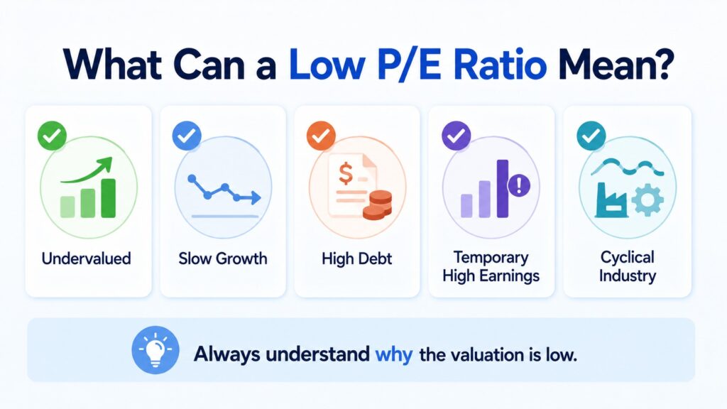 What a low P/E ratio can indicate for investors