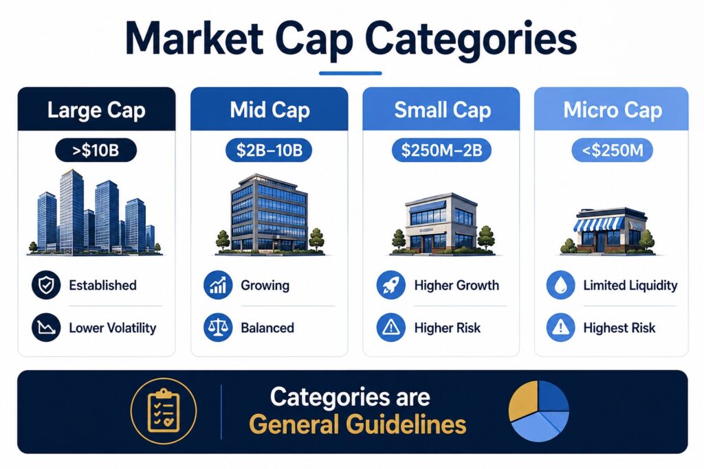 Large-cap, mid-cap, small-cap, and micro-cap comparison