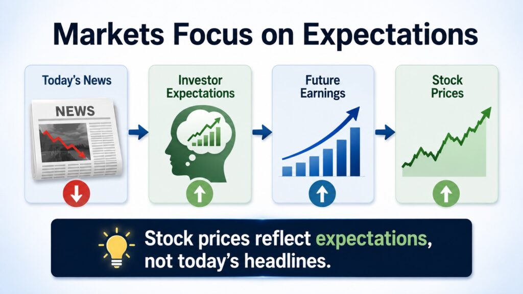 Stock market expectations influence prices more than current news headlines