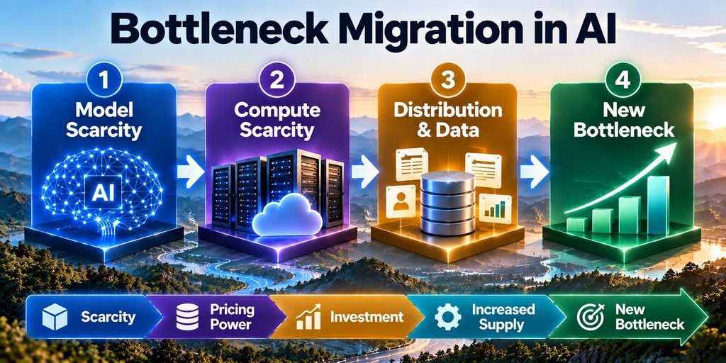 AI monopoly bottleneck migration from models to compute and distribution