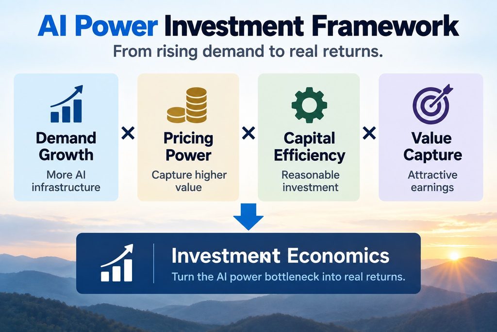 AI power investment framework for demand growth pricing power capital efficiency and value capture