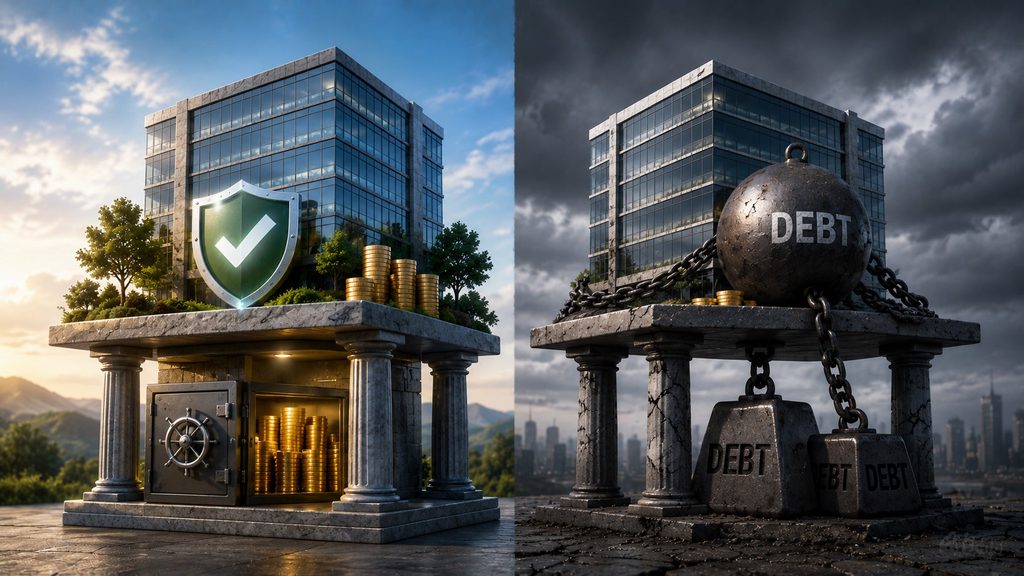 Cash and debt comparison showing stronger and weaker company financial resilience