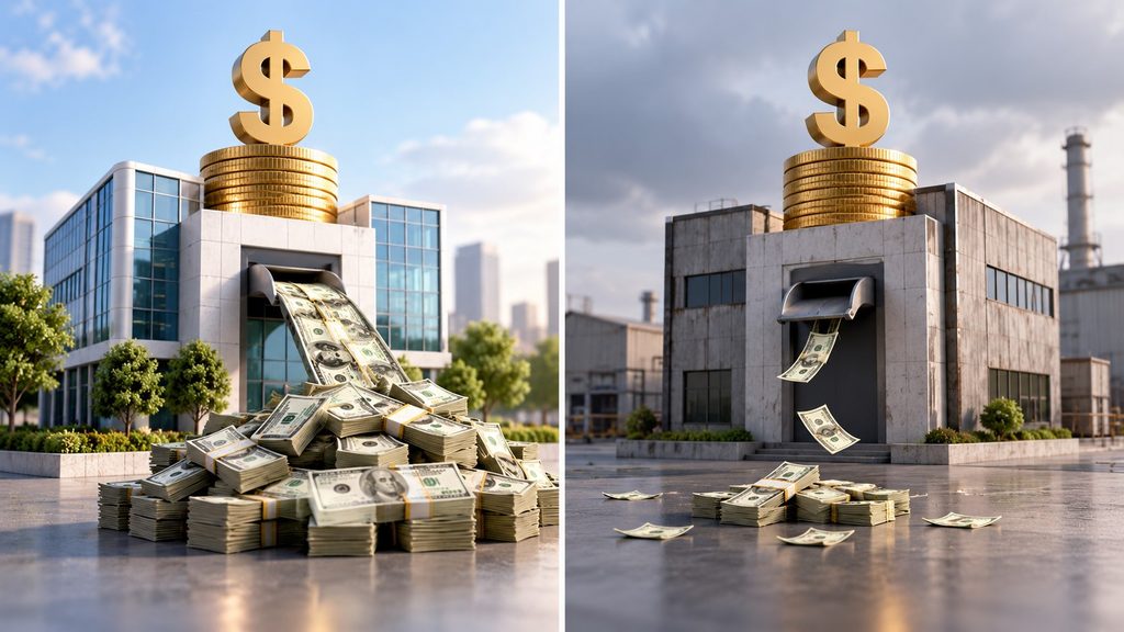 Comparison of two businesses generating similar earnings but very different levels of free cash flow