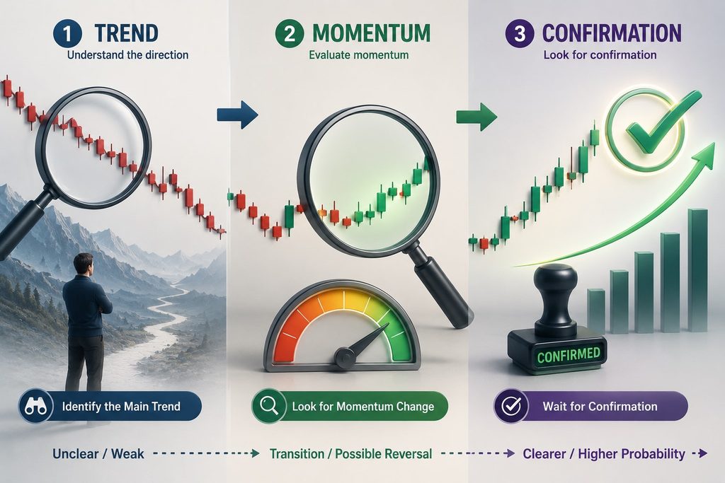 Trend Momentum Confirmation framework for evaluating momentum changes and technical confirmation