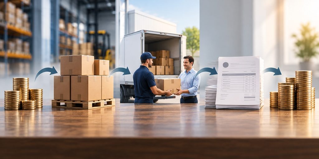 Operating cash cycle from inventory to receivables and cash collection